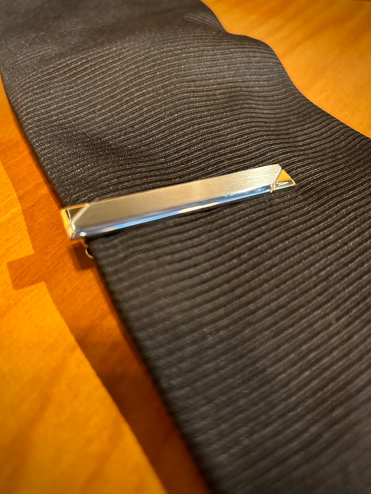 Stainless Steel & Polished Gold Diagonal Edge Tie Bar