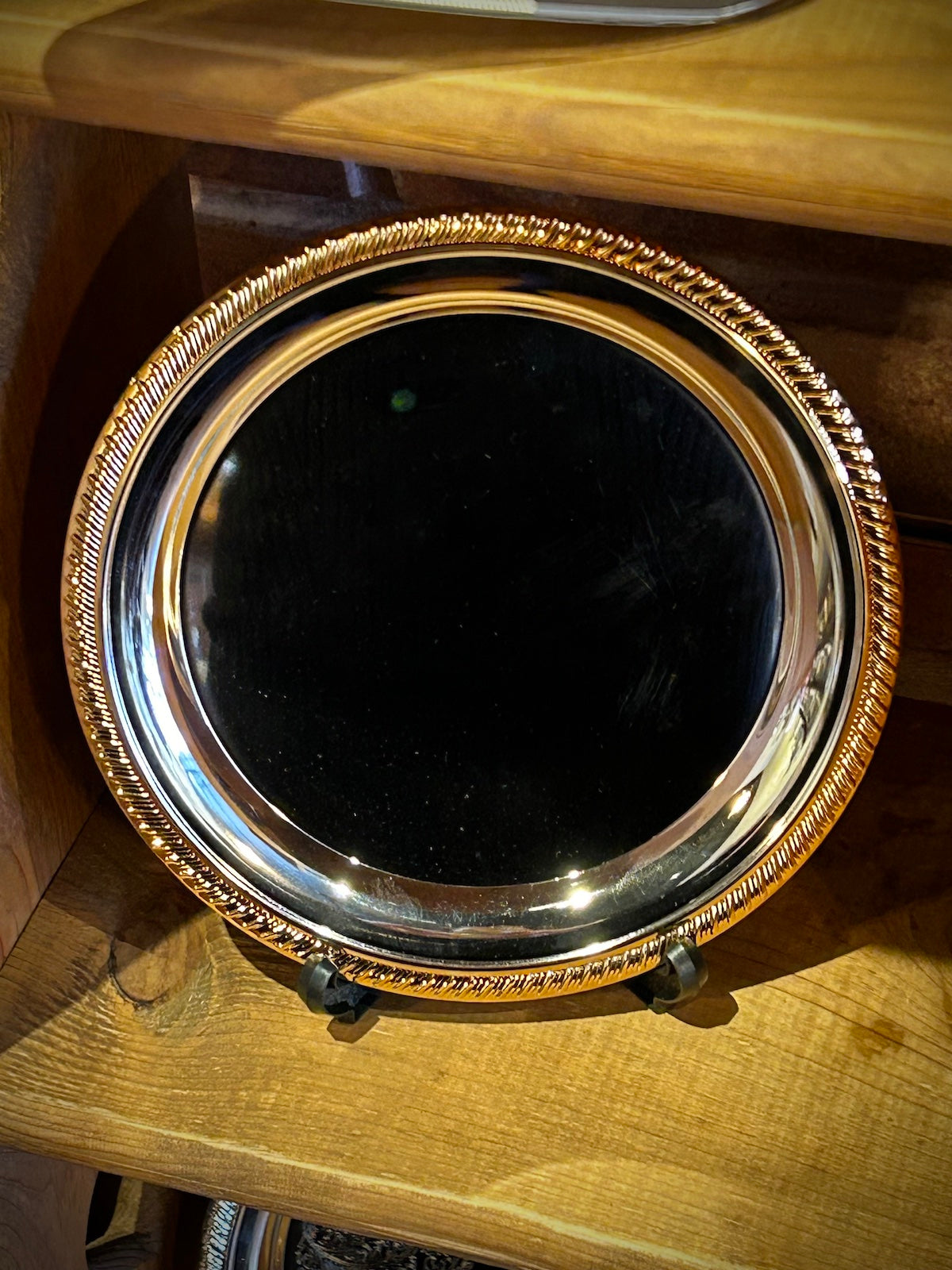 Silverplate Tray/Plate with Gold Rope Rim