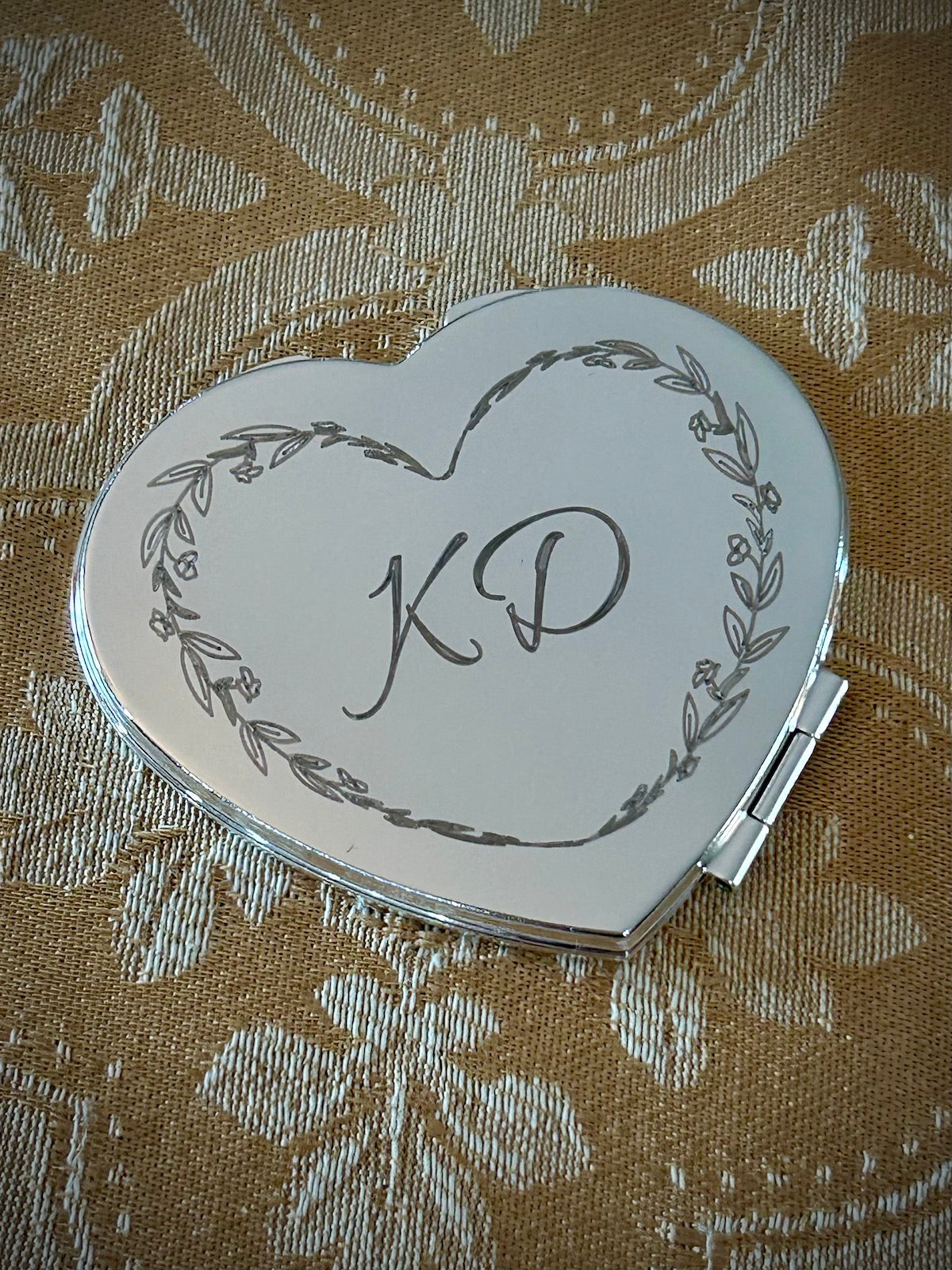 Godinger Heart Shaped Silverplate Compact Mirror