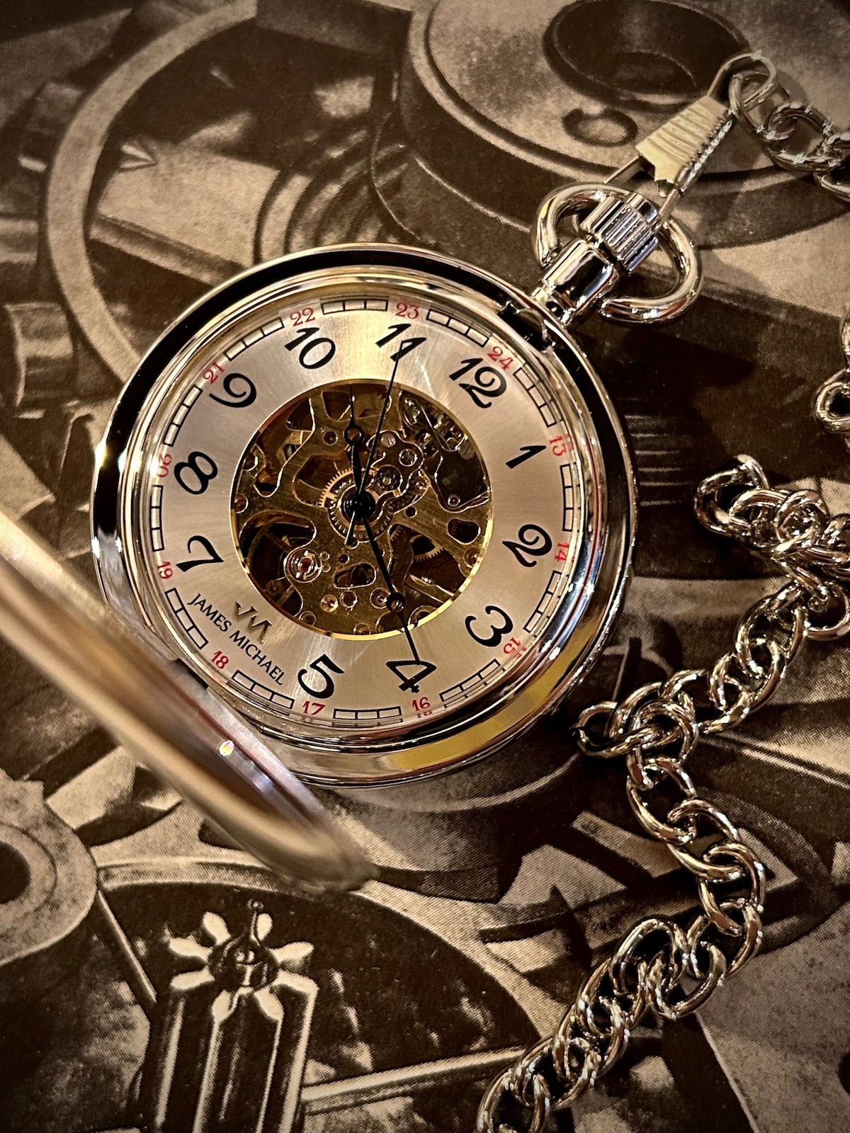 Brushed Silvertone Mechanical Pocket Watch