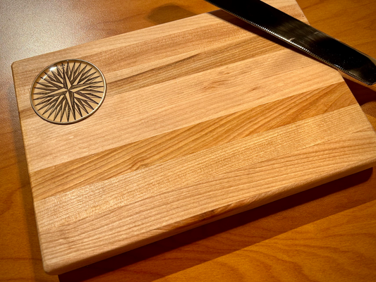 Small Vintage Compass Rose Handcrafted Cutting Board