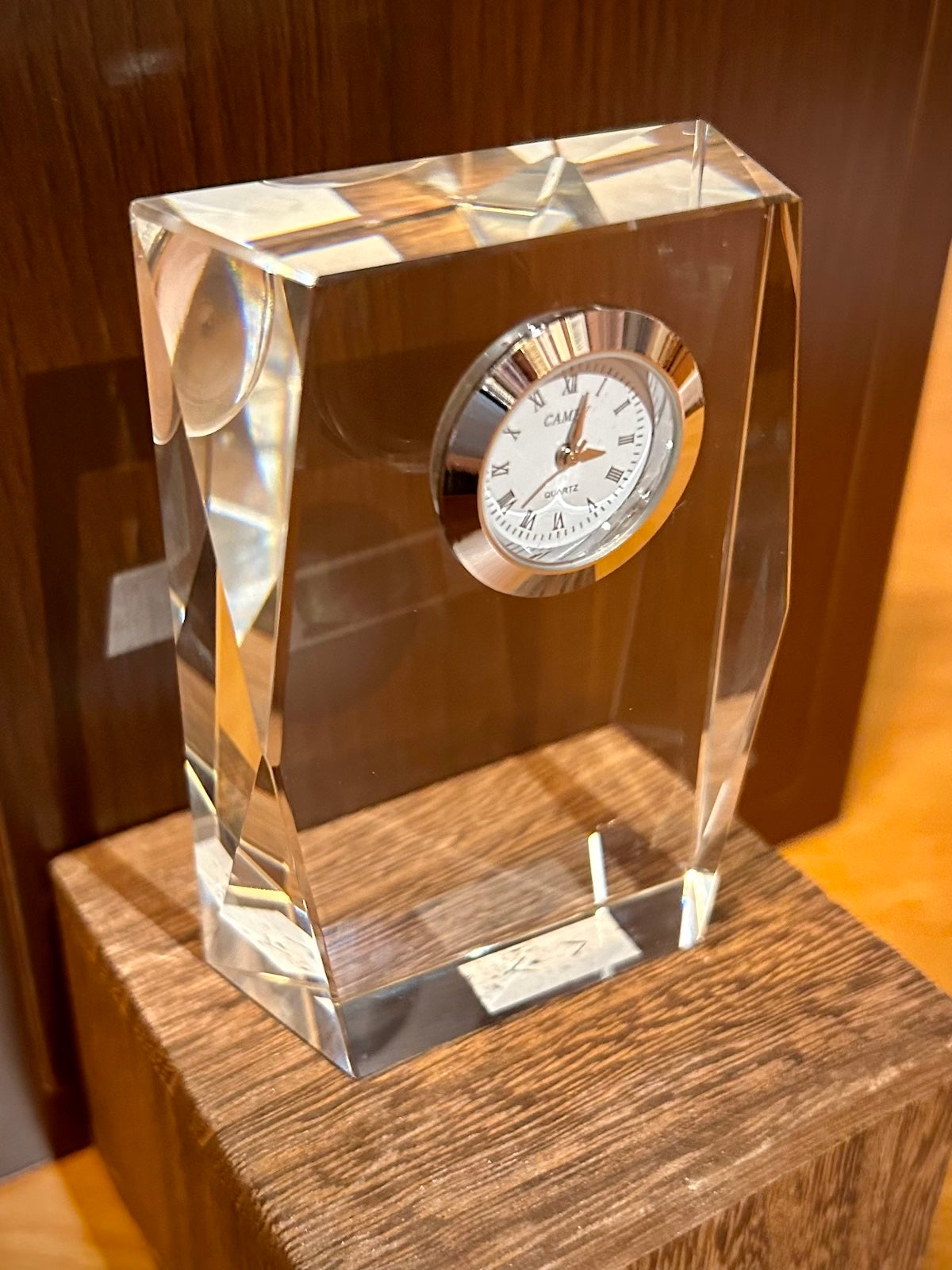 Small Crystal Faceted Desk Clock