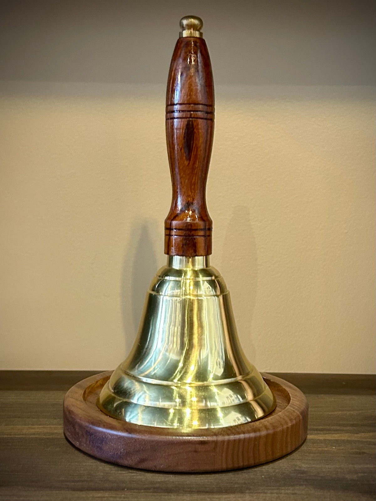 Solid Bell Solid Brass School Hand Bell with Wood Handle and Base – Unforgettable ...