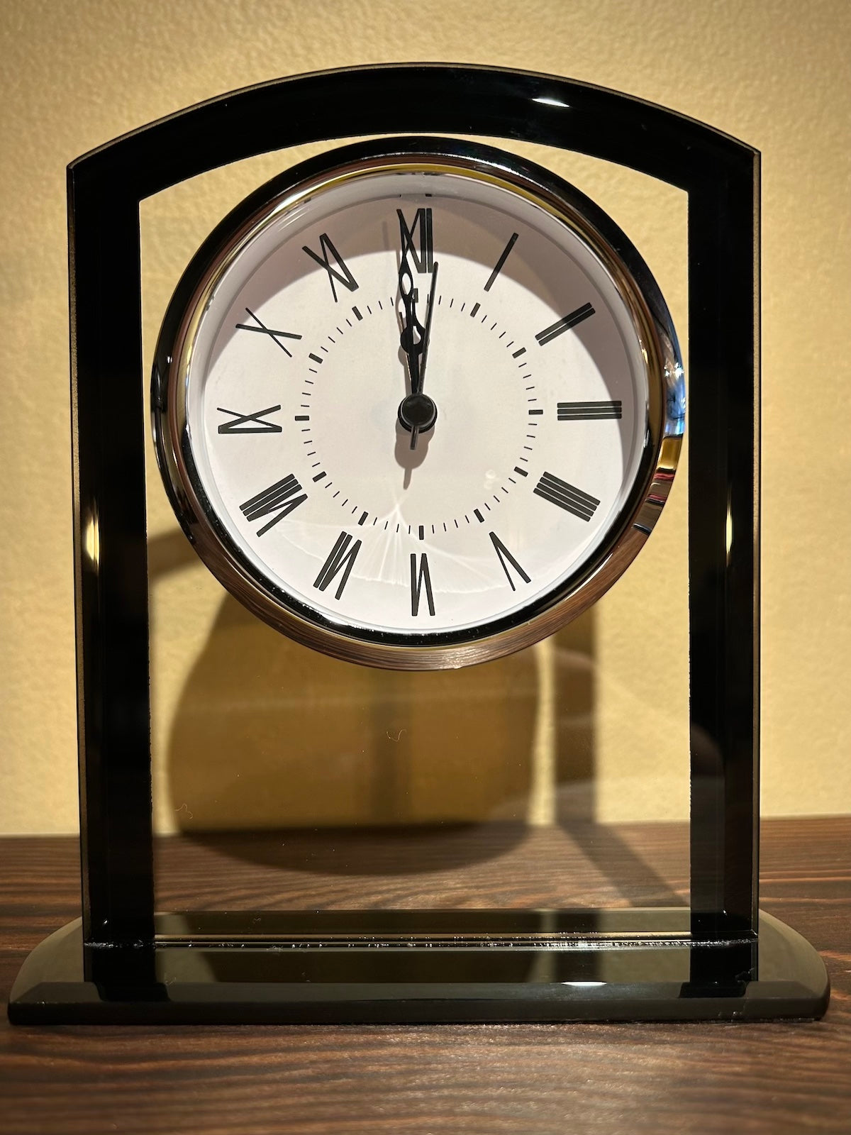 Squared Arch Black Glass Clock