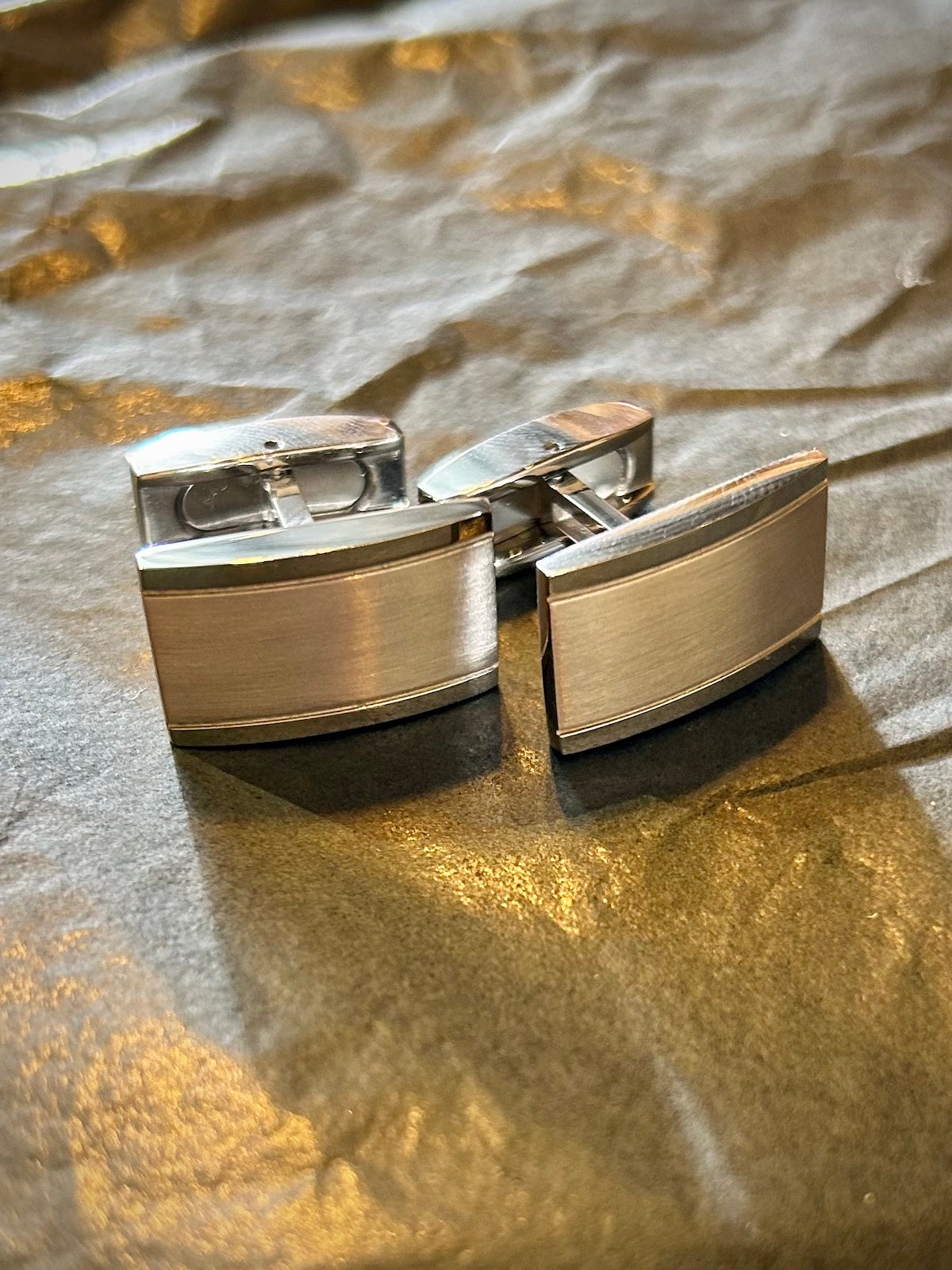 Stainless Steel & Silver Rectangular Cufflinks