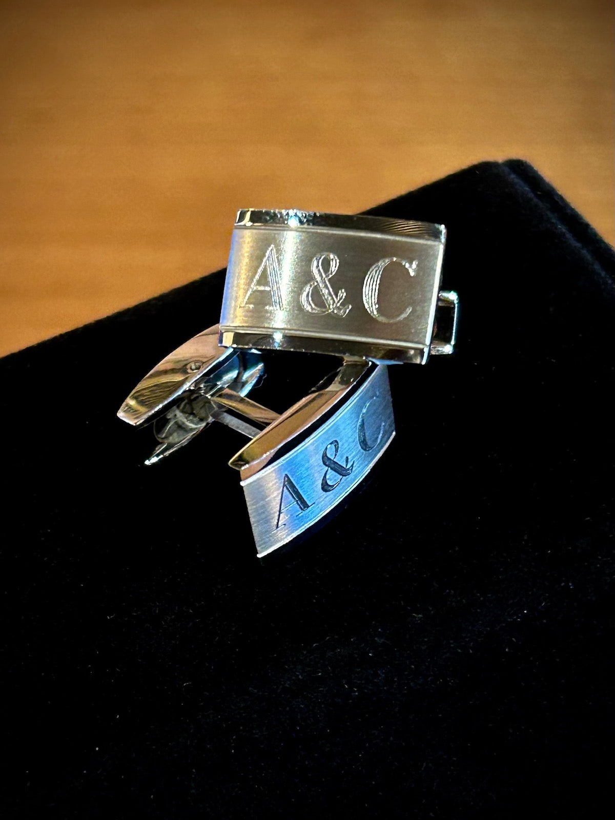 Stainless Steel & Silver Rectangular Cufflinks