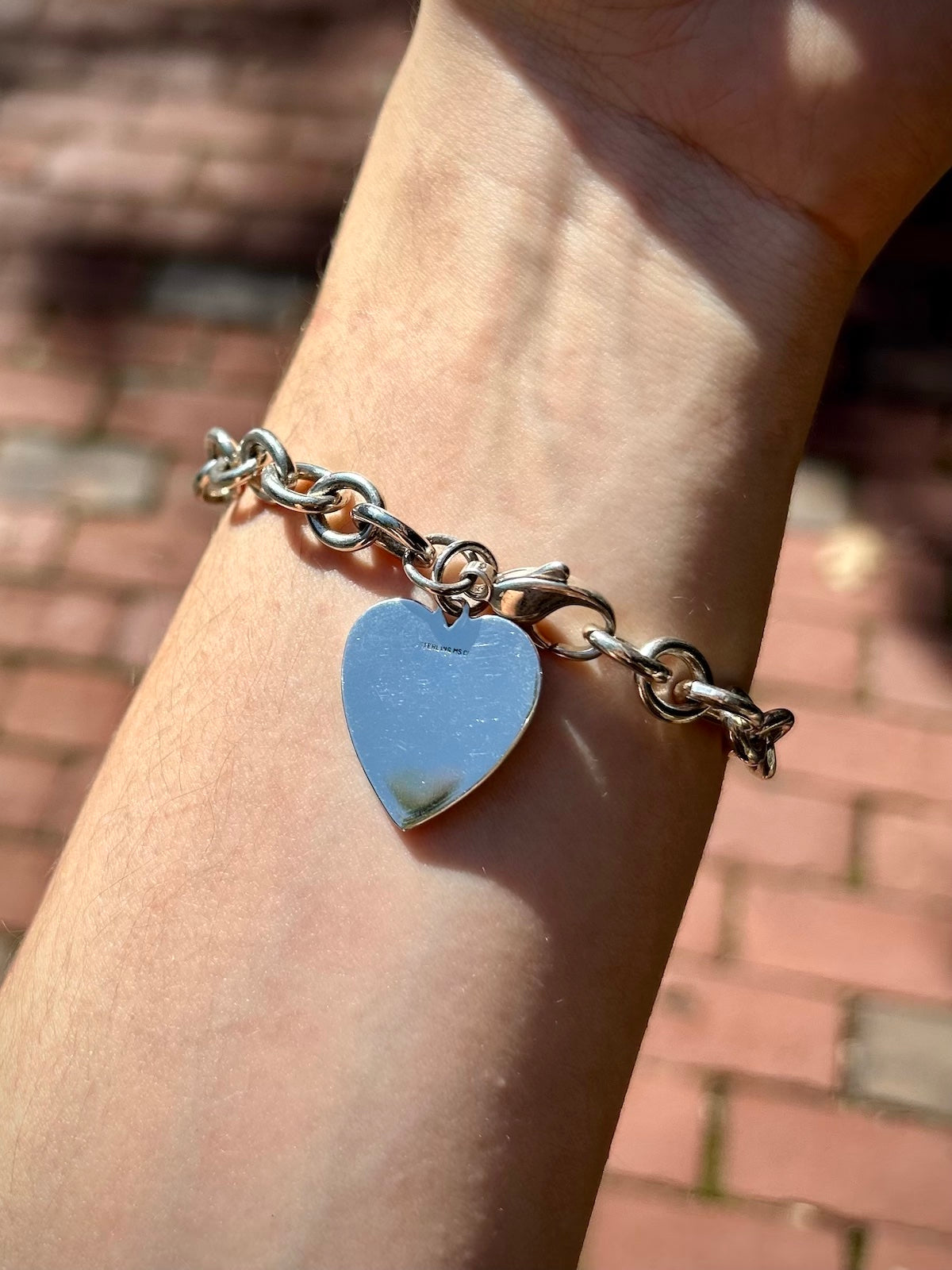 Sterling Silver Chain Bracelet with Heart Tag