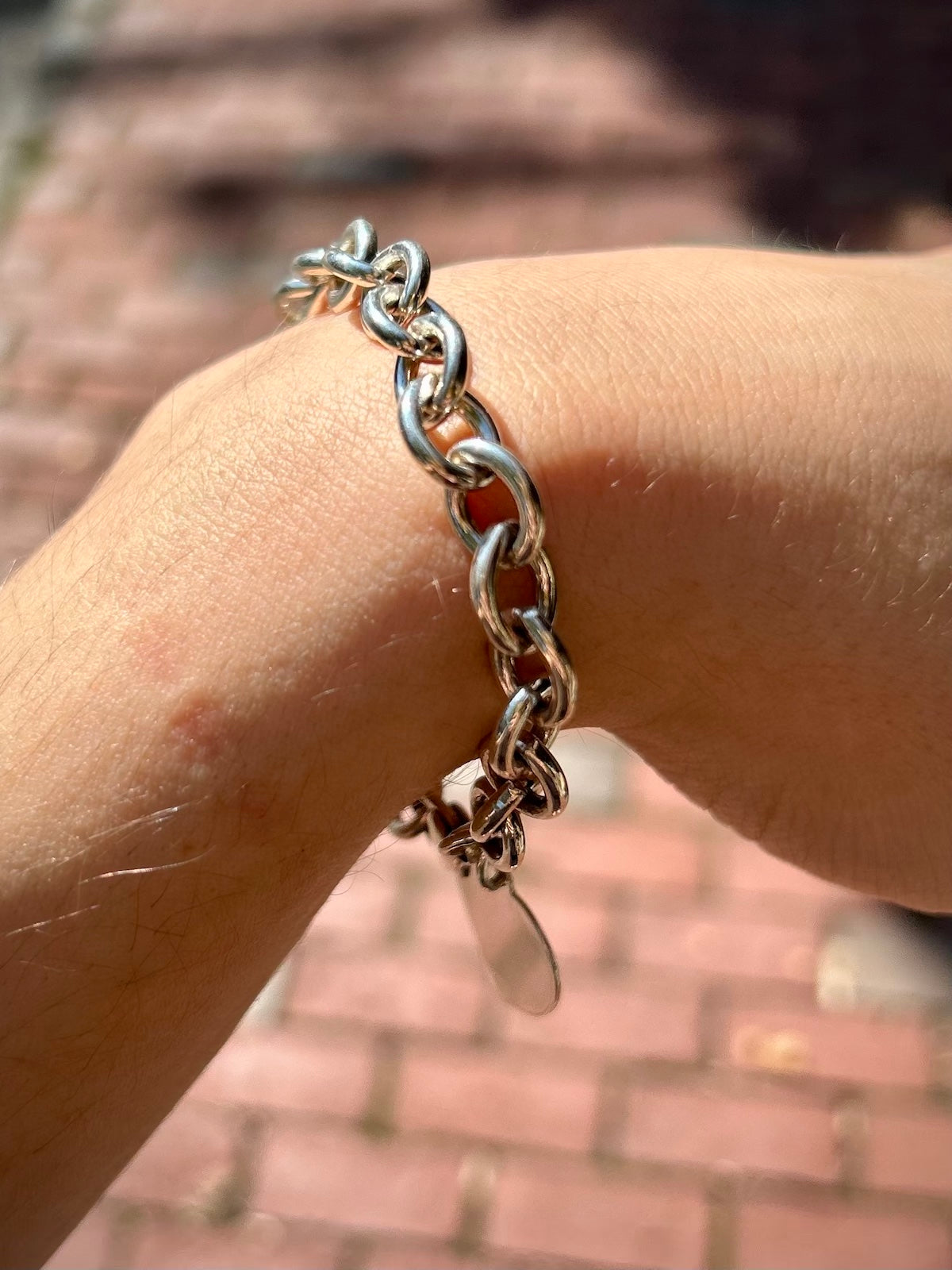 Sterling Silver Chain Bracelet with Heart Tag