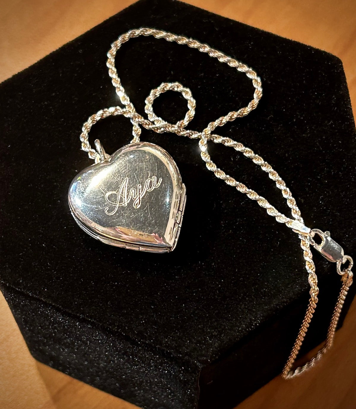 Sterling Silver 4 Panel Heart Photo Locket Necklace