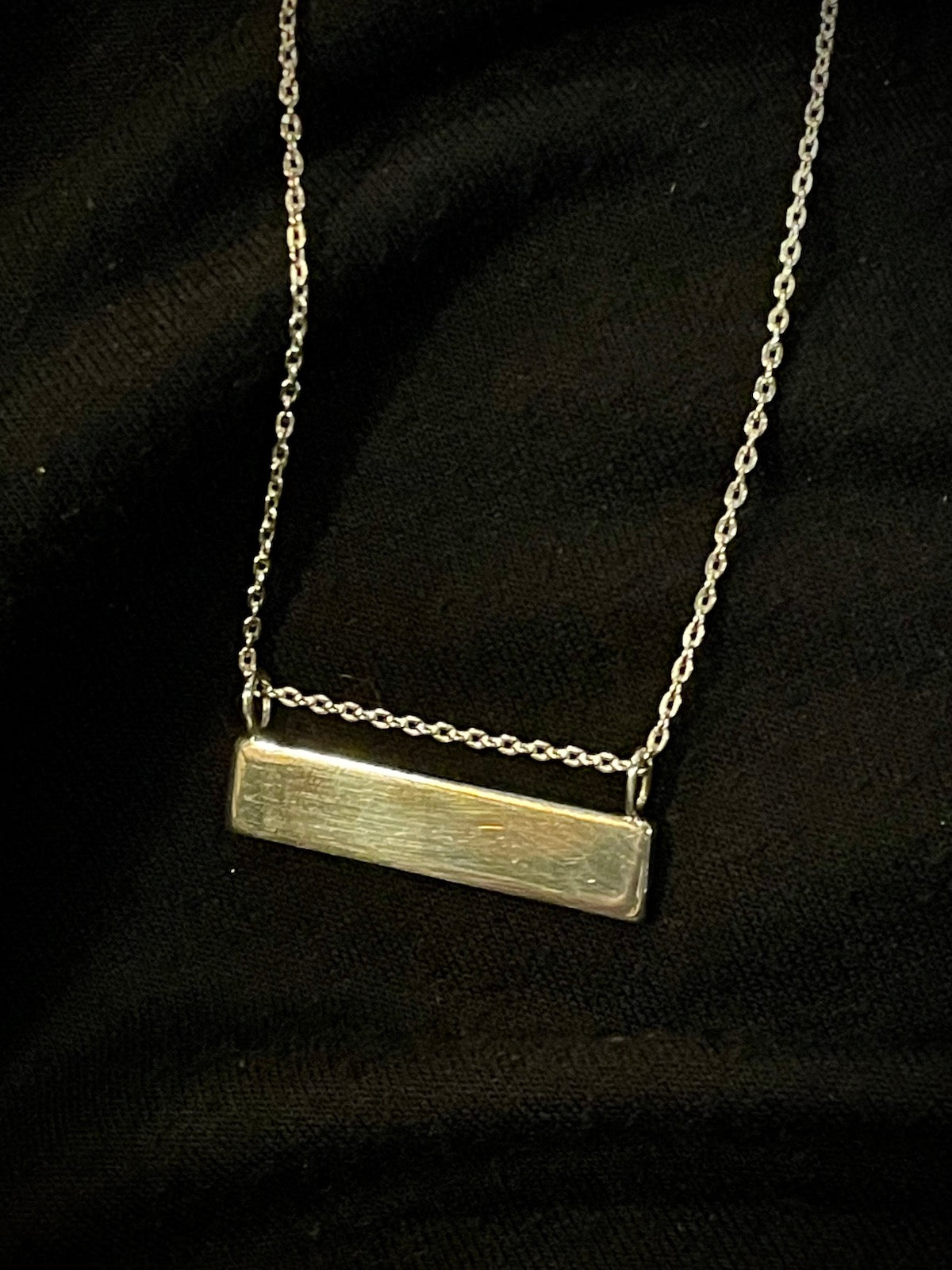 Sterling Silver Horizontal Bar Nameplate Necklace