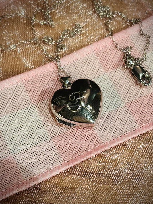 Sterling Silver Rhodium Plated Heart Locket Necklace
