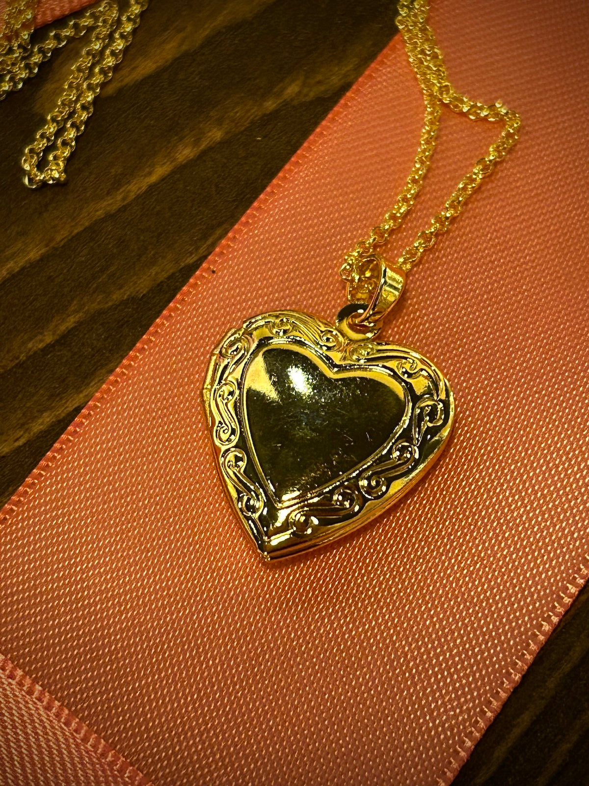 "Forever Love" Gold Vermeil Heart Locket Necklace