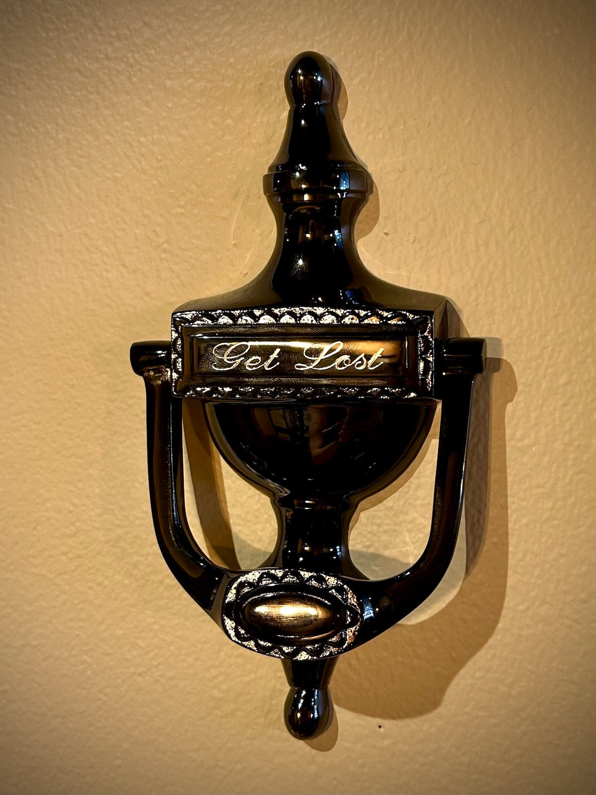 Urn Door Knocker Polished Black Nickel