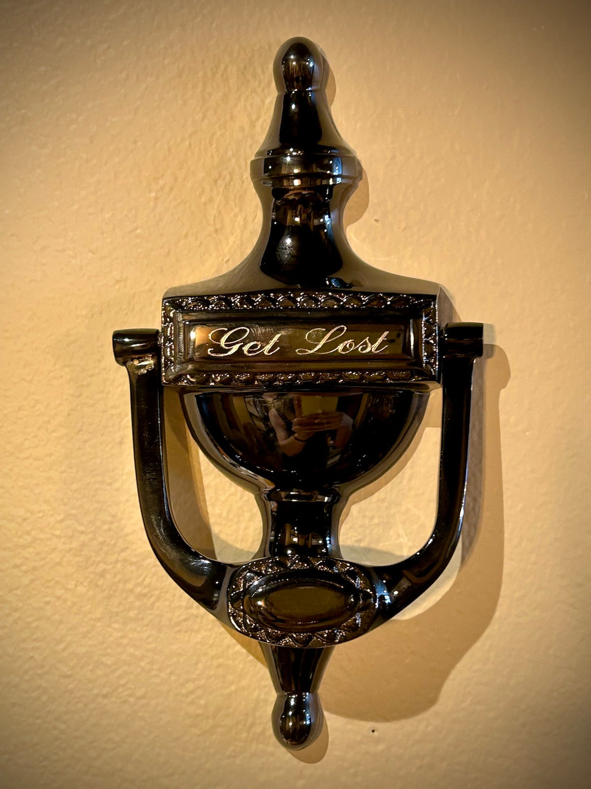 Urn Door Knocker Polished Black Nickel