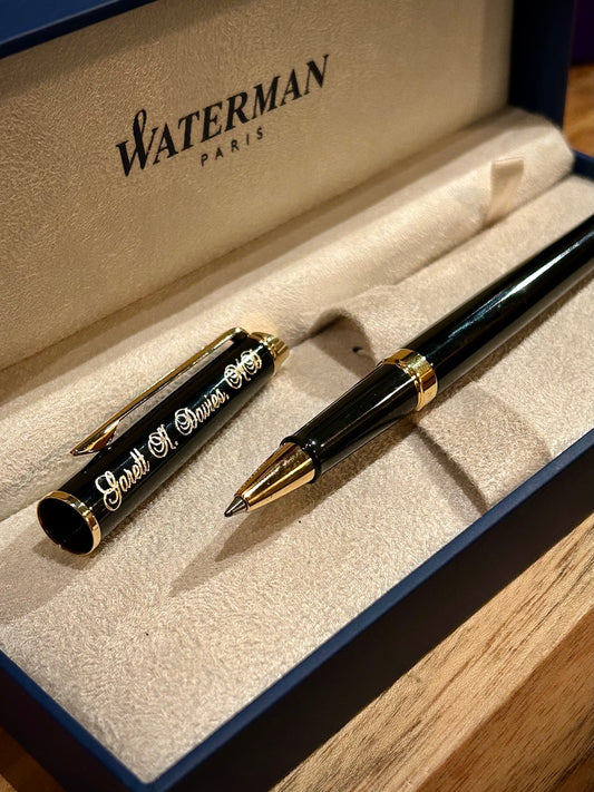 Waterman Hémisphère Black with Gold Trim Rollerball Pen