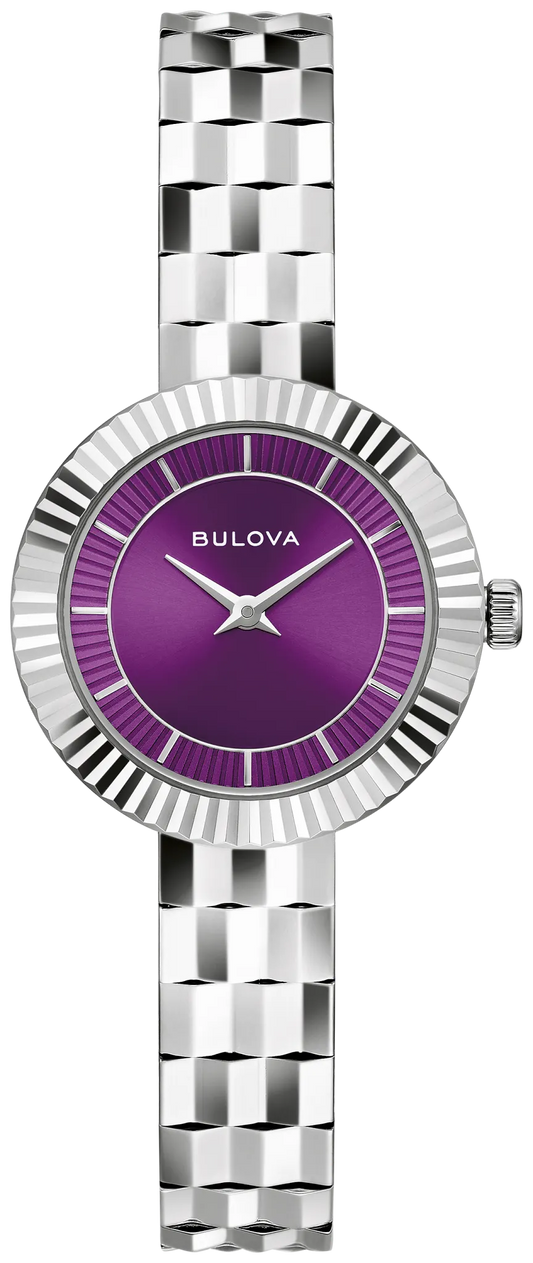 Bulova Ladies "Disco" Purple Dial Stainless Steel Watch