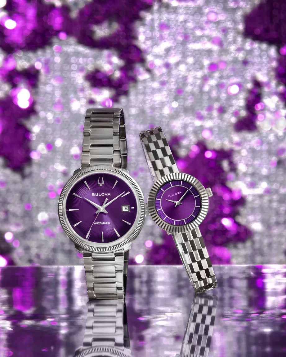 Bulova Ladies "Disco" Purple Dial Stainless Steel Watch