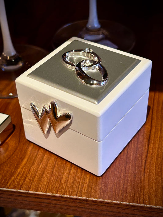 Double Rings and Hearts Wedding Ring Box