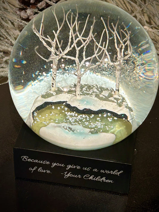 Winter Stream & Trees Snow Globe