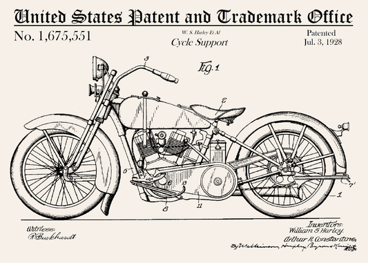 Harley Davidson 1928 Motorcycle Patent Birthday Card