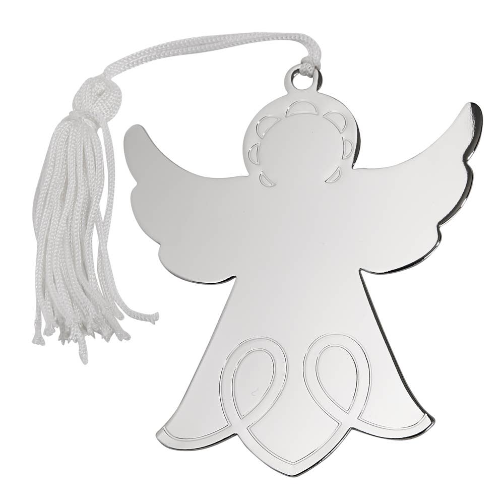 Silver Angel with White Tassel Ornament