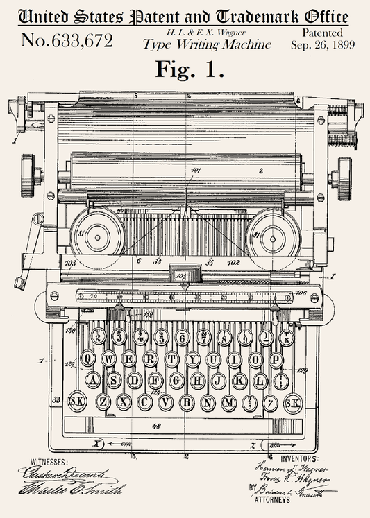 Type Writing Machine 1938 Patent Greeting Card