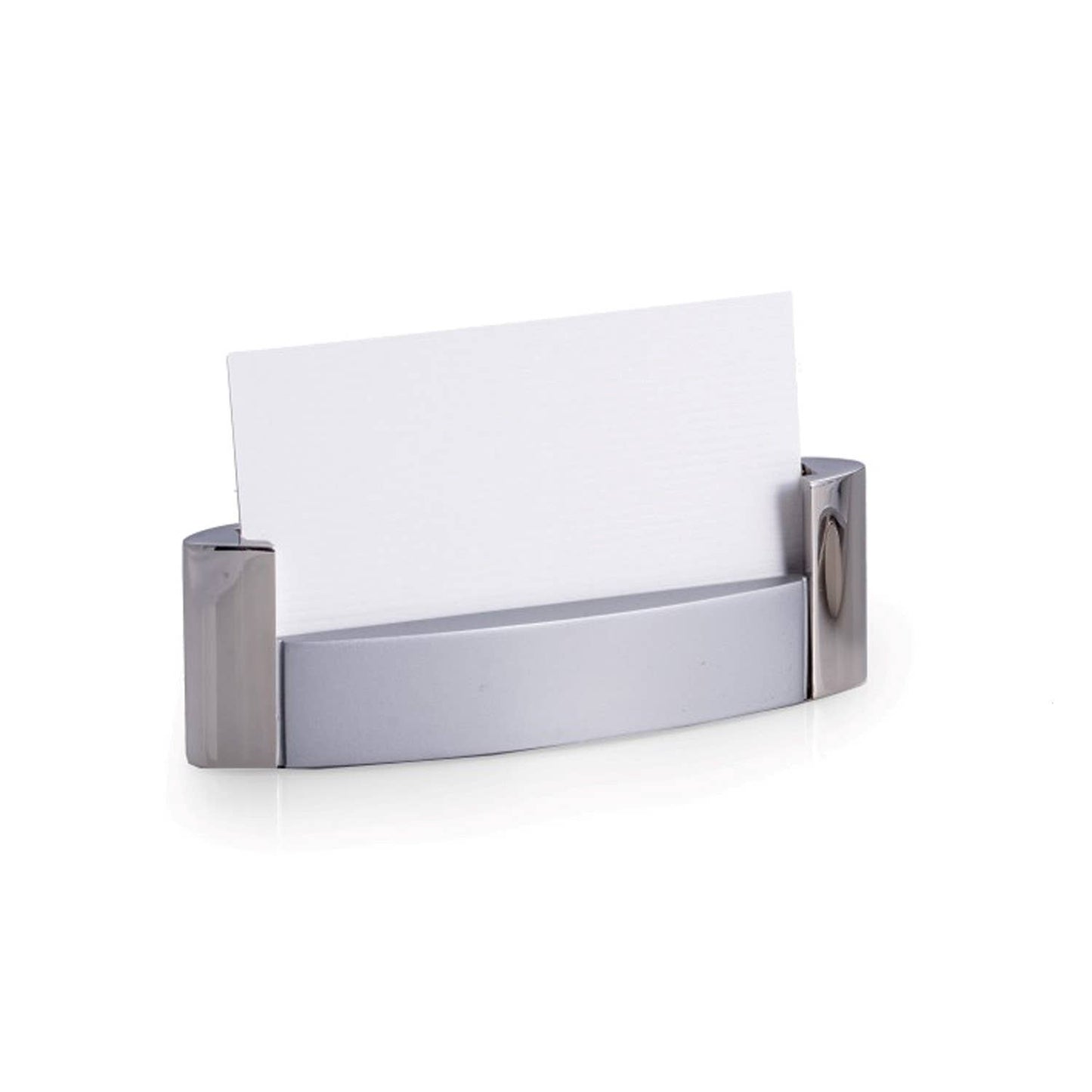 Shiny & Satin Finish Silver Plated Business Card Desk Holder