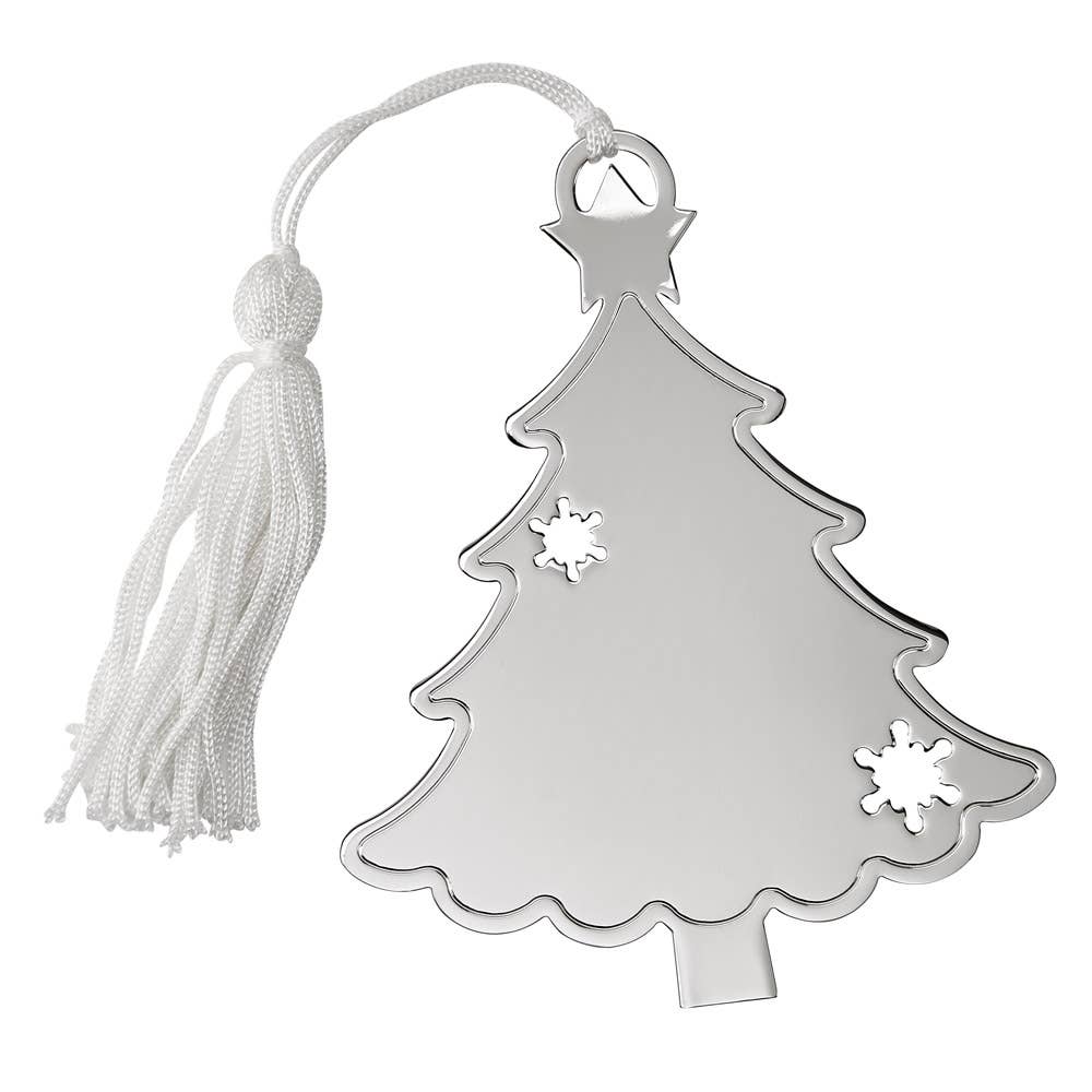 Silver Tree with White Tassel Ornament