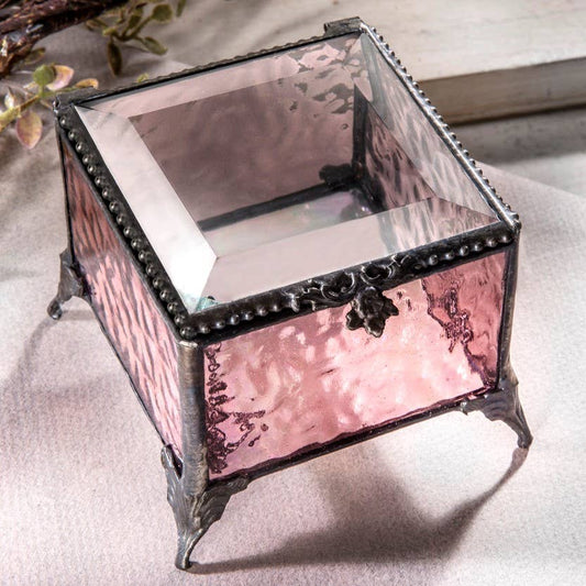 Pink Glass Vintage Style Jewelry Keepsake Trinket Box