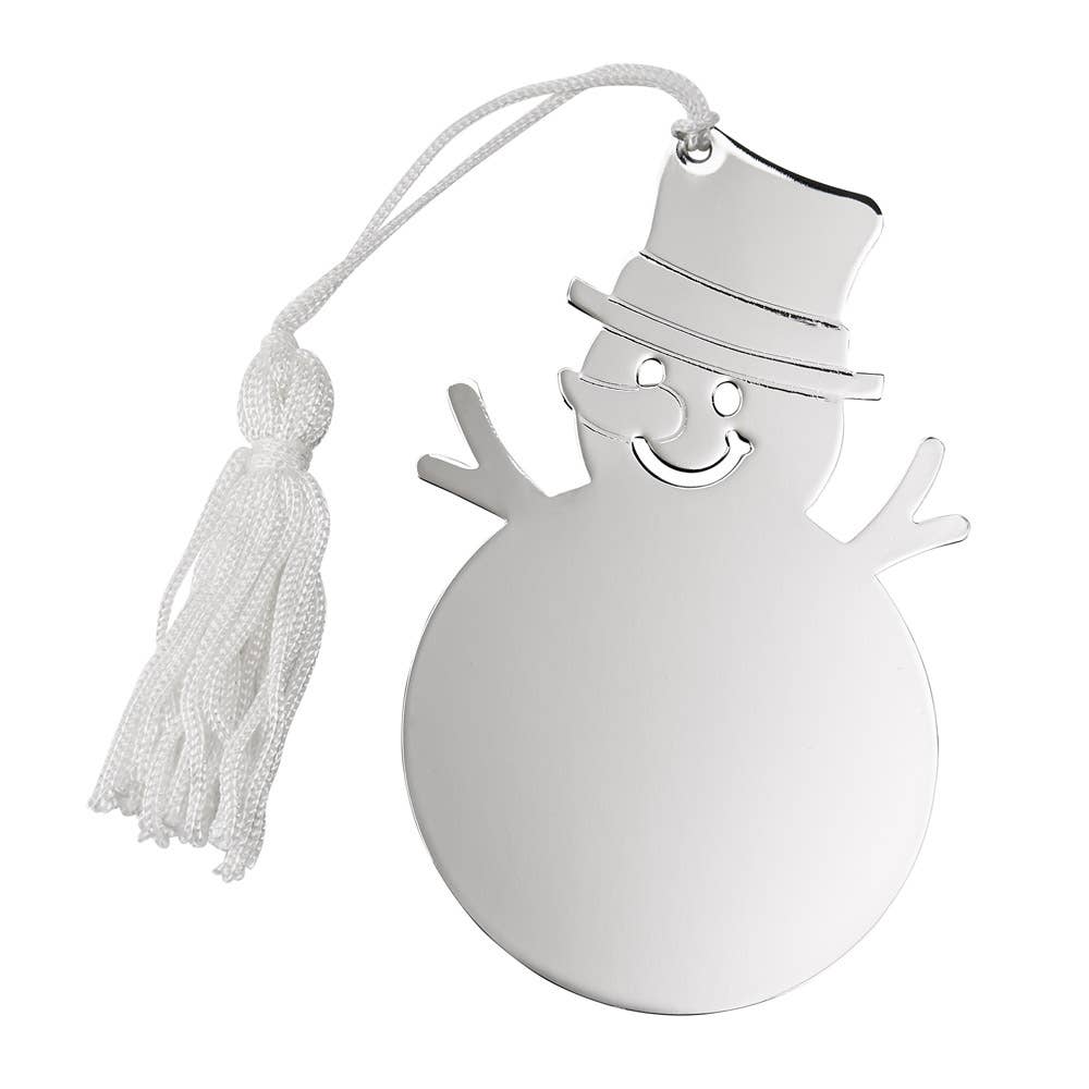 Silver Snowman with White Tassel Ornament