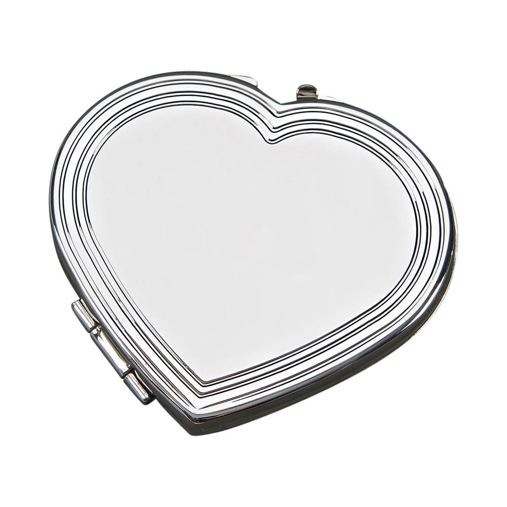 Silver Heart Silhouette Compact Mirror