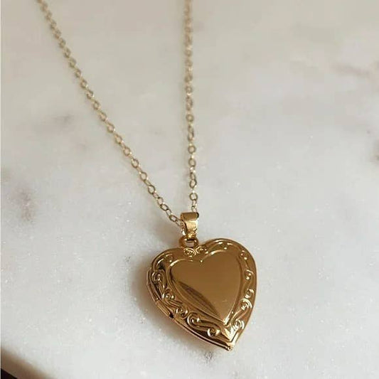 "Forever Love" Gold Vermeil Heart Locket Necklace