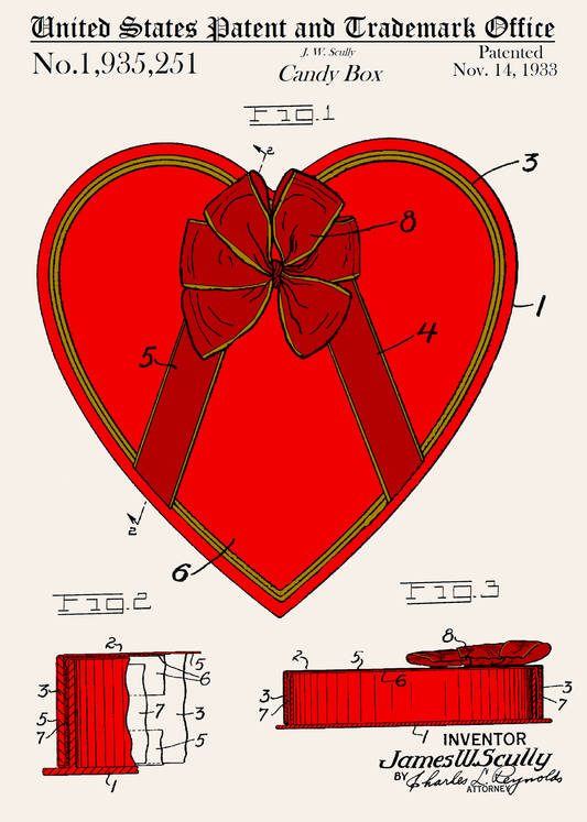 Candy Heart Box Patent Greeting Card