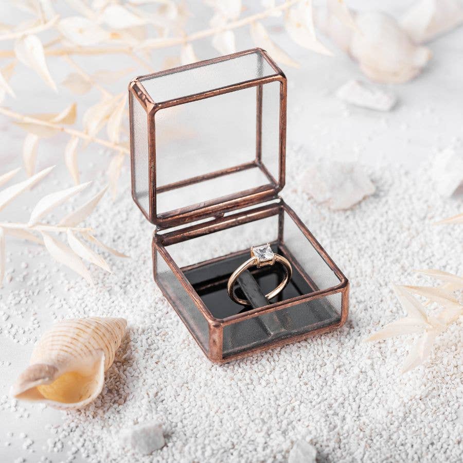 Handmade Square Glass Ring Proposal Box