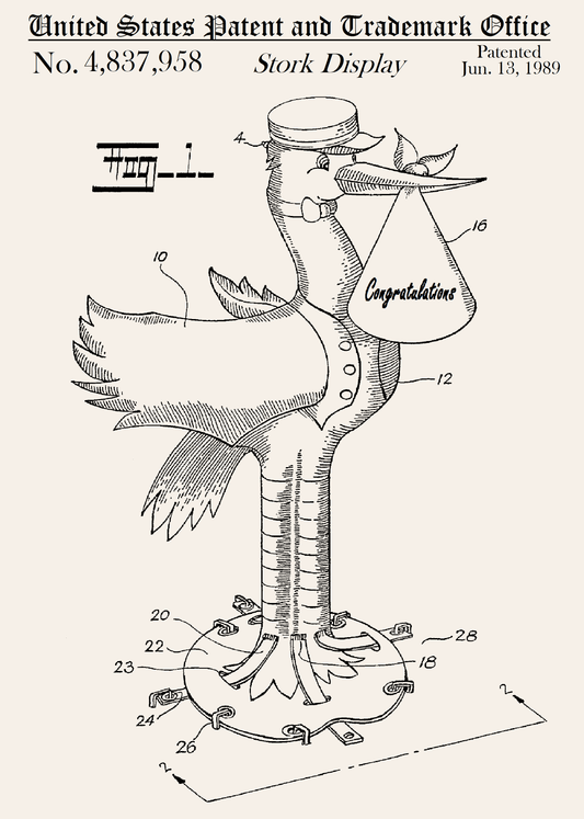 Stork Display Patent Greeting Card