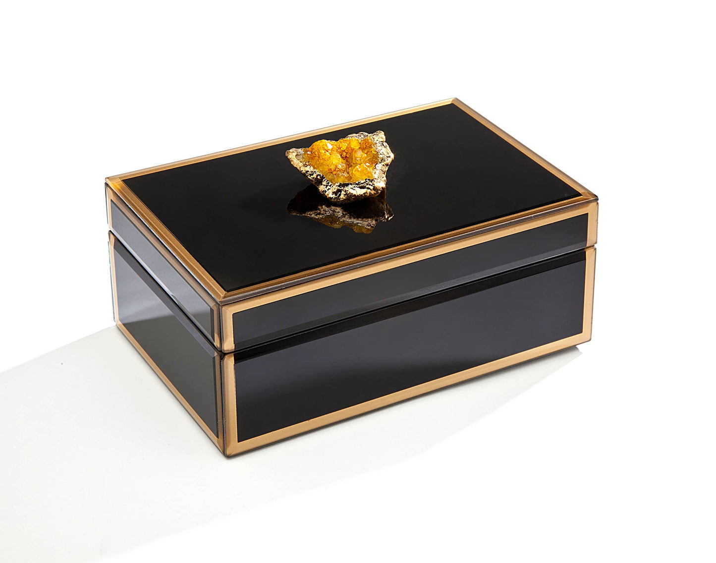 Amber Geode Black & Gold Trim 8x5" Jewelry Box
