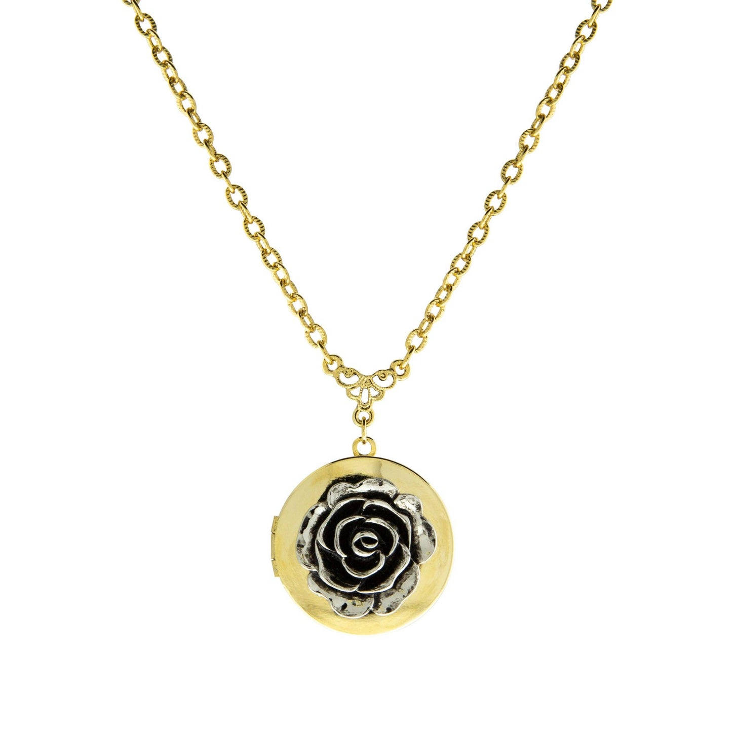 1928 Jewelry Rose Pendant Gold Locket Necklace