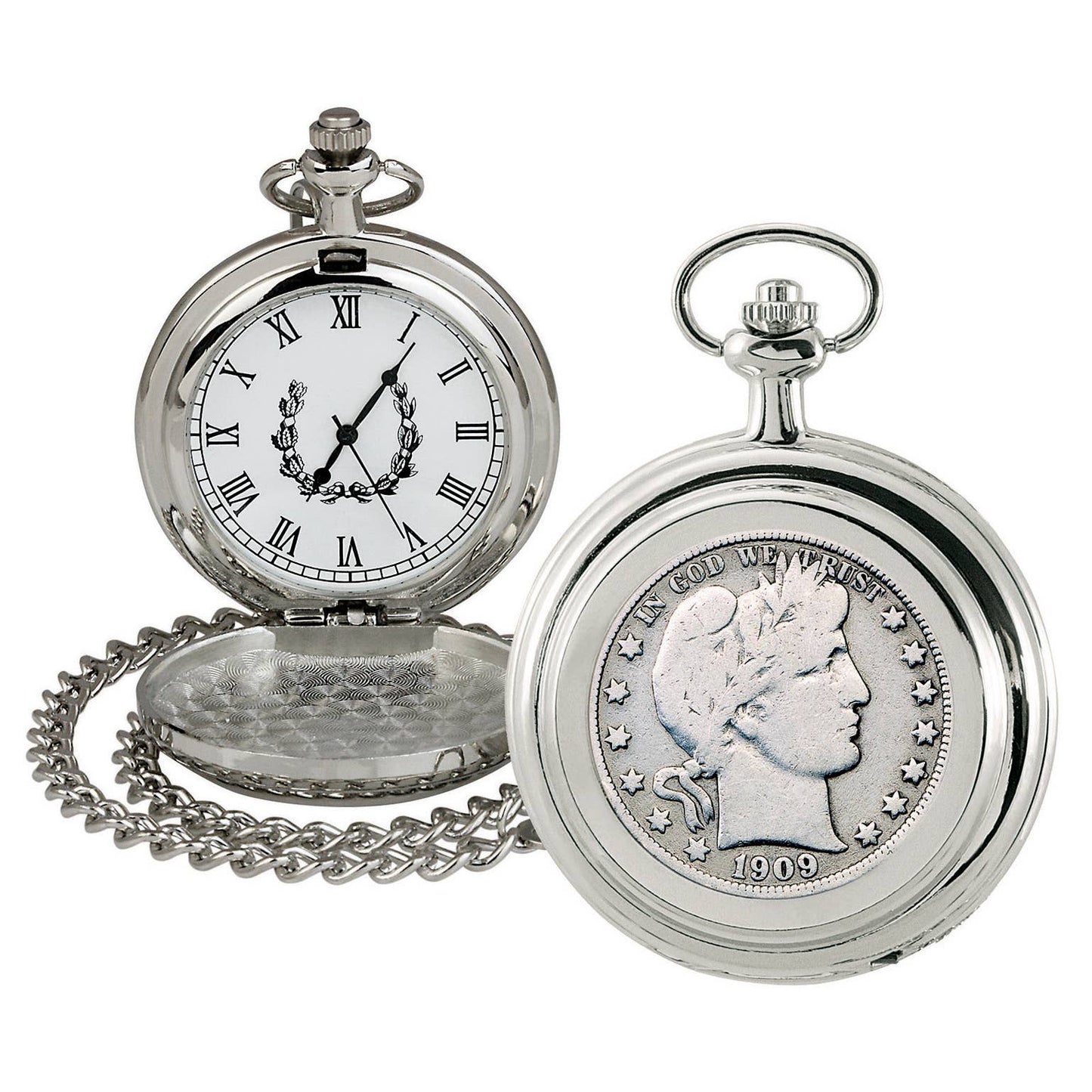 Silver Barber Half Dollar Coin Pocket Watch