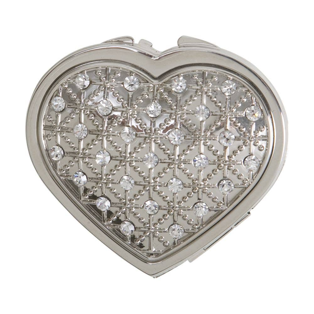 Heart with Crystals Compact Mirror