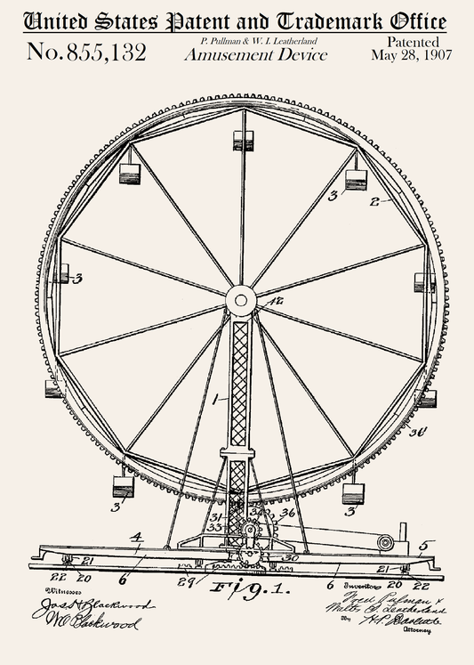 Ferris Wheel Patent Greeting Card